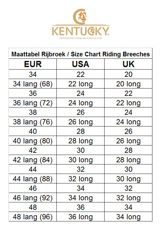 Animo Breeches Size Chart