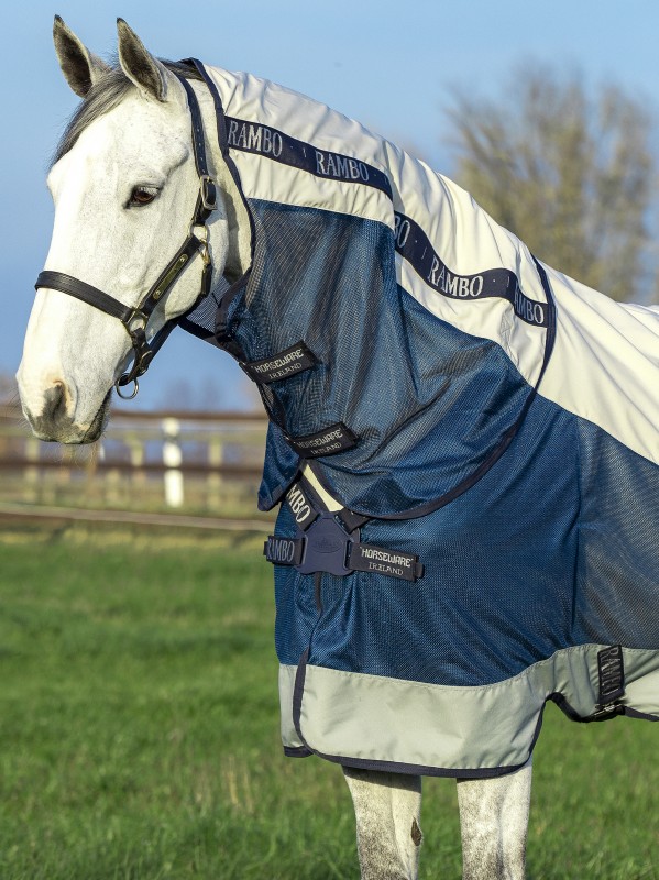 nabootsen George Bernard postkantoor Rambo Regen/Vliegendeken Summer Series Navy/Grey | Ooteman Paardensport